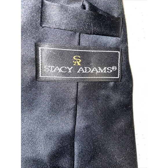 Stacy Adams Men’s Dress Tie Size 57” 4” Solid Black Polyester Business Formal - Picture 2 of 12